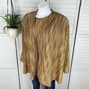 Heydari‎ Twin Set Tank Top Cardigan Sweater Shimmer Striped Lagenlook Art Size L